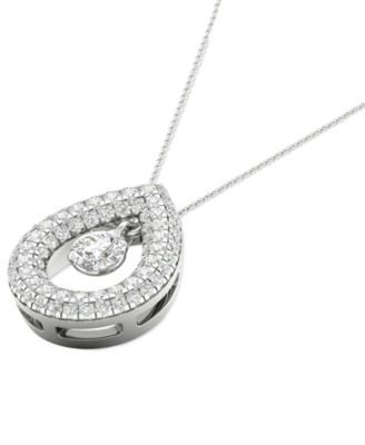 Diamond Orbital Multi Halo Teardrop Pendant Necklace (1/2 ct. t.w.) in 10k White Gold, 16" + 2" extender