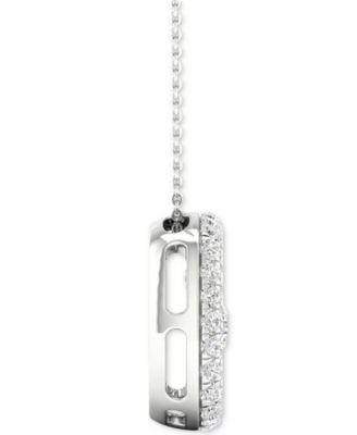 Diamond Orbital Square Halo Pendant Necklace (5/8 ct. t.w.) in 10k White Gold, 16" + 2" extender