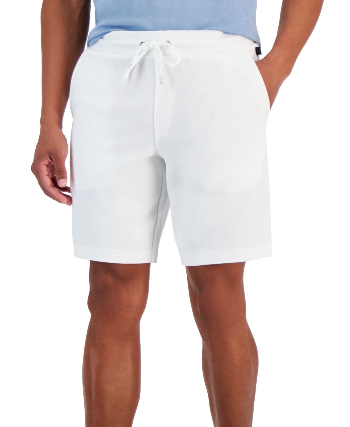 Michael Kors Men's Comfort-fit Double-knit Pique Drawstring Shorts In White