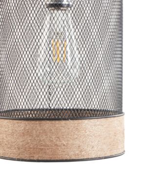 Orion Natural Rope and Metal Mesh Cylinder Pendant Lamp