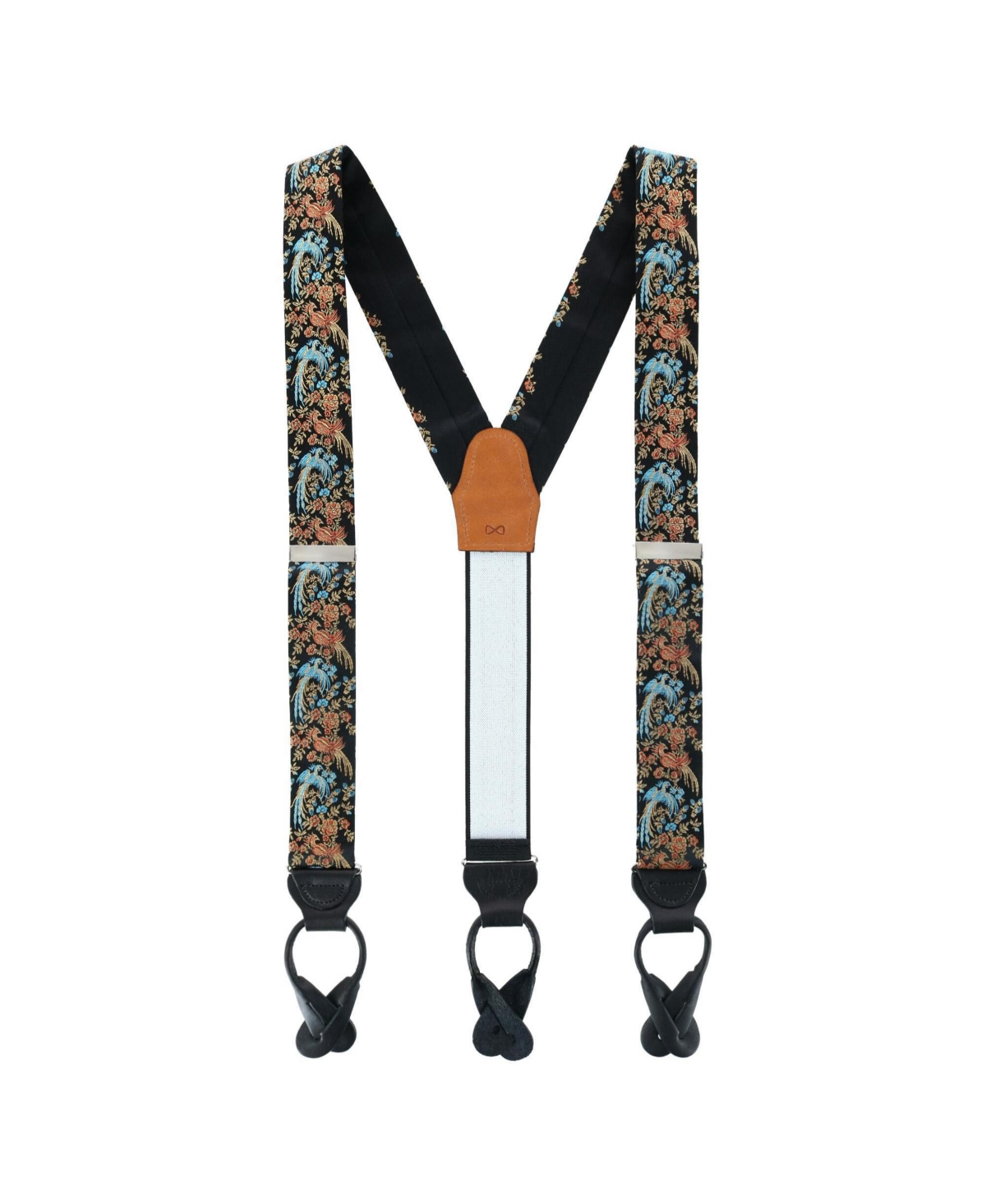 Trafalgar Men's Birds of Prosperity Silk Button End Suspenders and Bow Tie Set