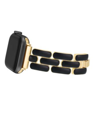 Women's Black Enamel and Gold-Tone Alloy Metal Bracelet designed for Apple Watch&reg; 42mm (Series 10) & 38/40/41mm