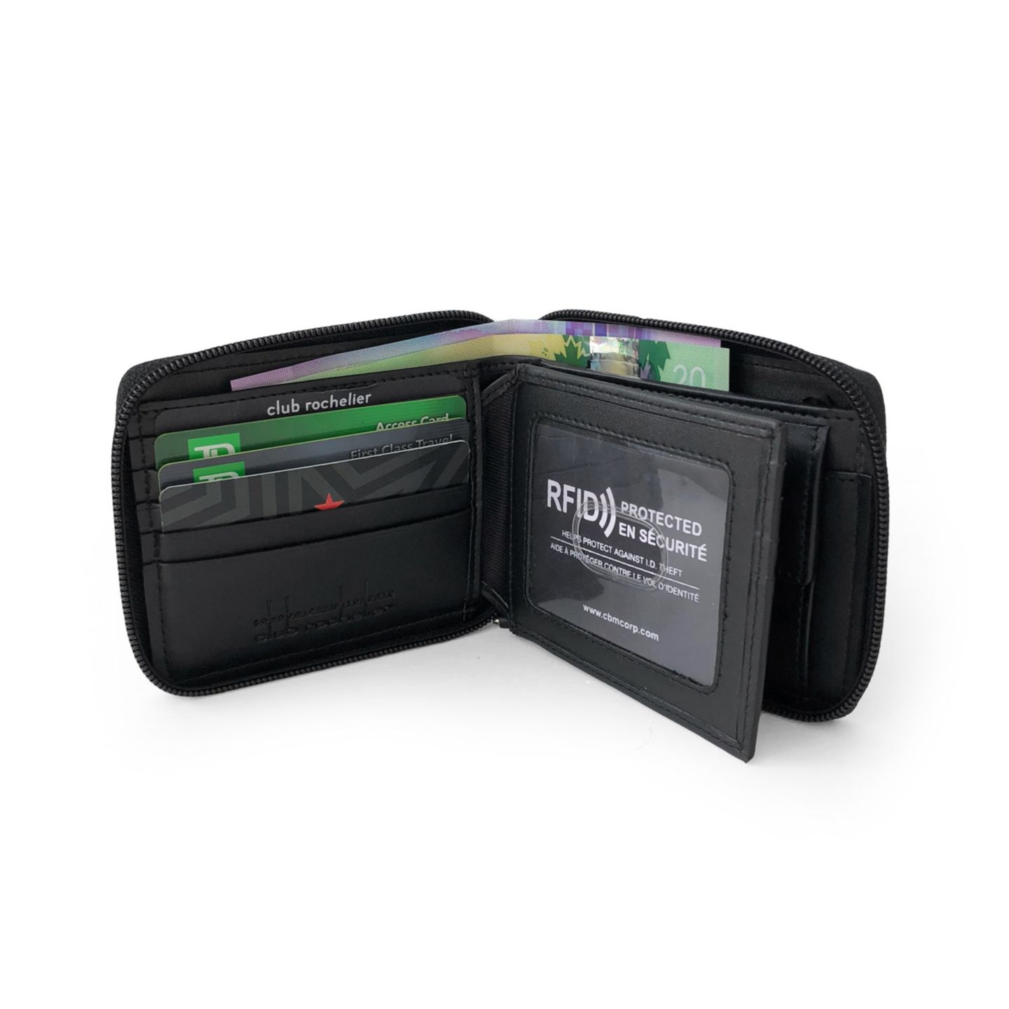 Мужской кошелёк Club Rochelier Zip Around Billfold Wallet, цвет: Чёрный — фото 2