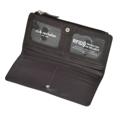 Ladies Slim Clutch Wallet with Top Zipper