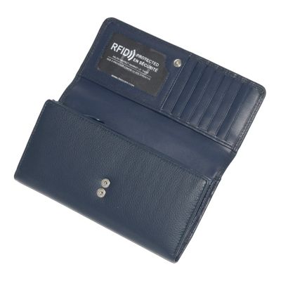 Ladies Leather Clutch Wallet with Checkbook and Gusset