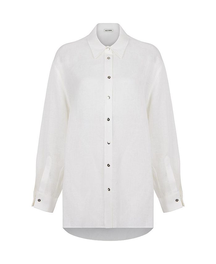 NOCTURNE Women's Oversized Linen Shirt - Macy's
