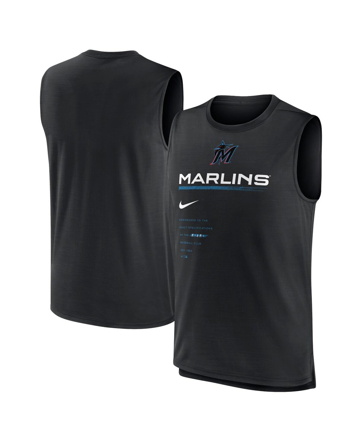 Shop Nike Men's  Black Miami Marlins Exceed Performance Tank Top