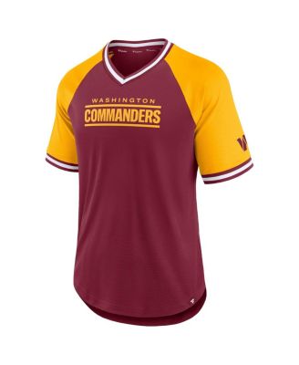 Men's Burgundy, Gold Washington Commanders Second Wind Raglan V-Neck T-shirt