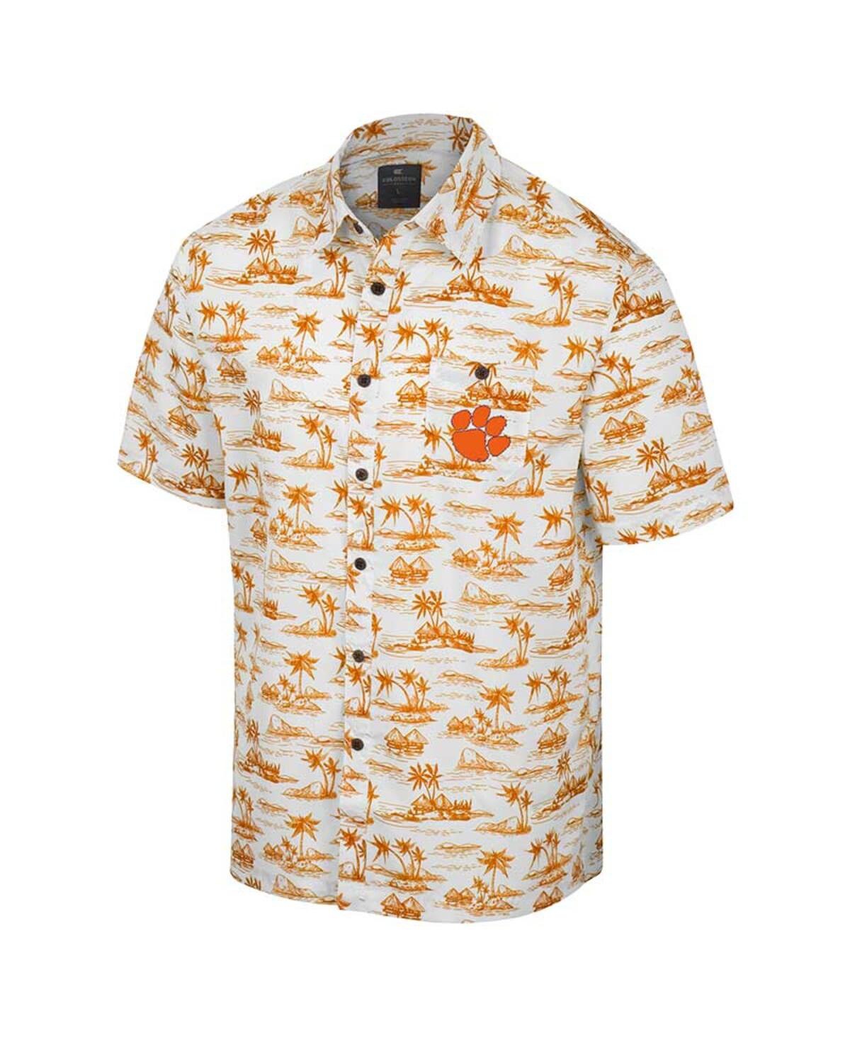Shop Colosseum Men's  White Clemson Tigers Spontaneous Is Romantic Camp Button-up Shirt