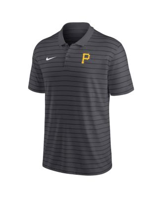 Men's Charcoal Pittsburgh Pirates Authentic Collection Victory Striped Performance Polo Shirt