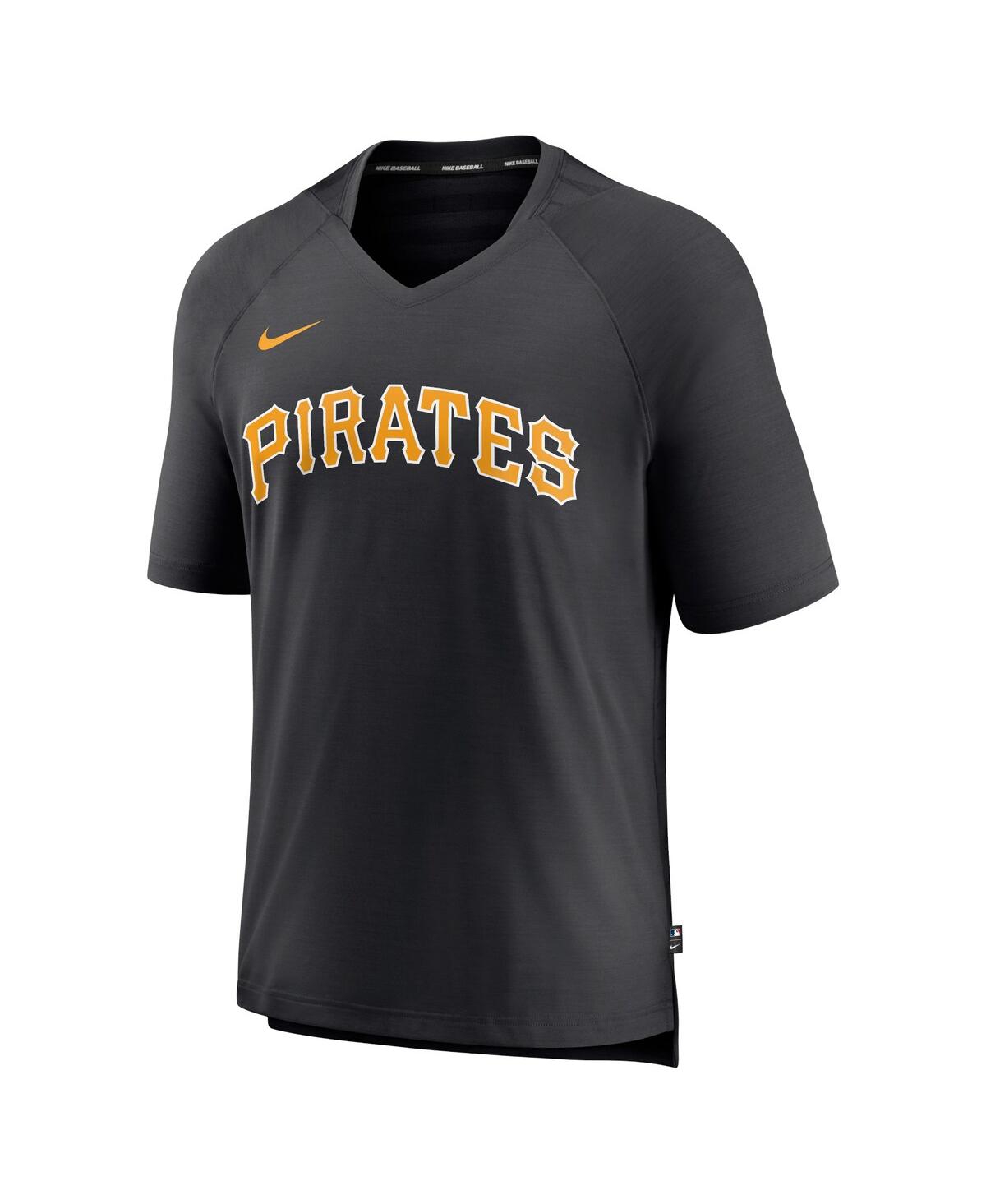 Men's NikePittsburgh Pirates Authentic Collection Pregame Raglan Performance V-Neck T-shirt - Black