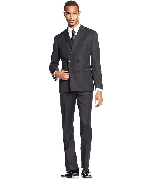 Bar III Slim-Fit Black Double-Breasted Solid Suit Separates - Suits ...