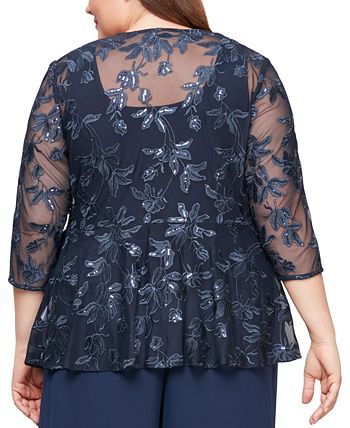 Alex Evenings Plus Size Sequined Embroidered Twin Set - Macy's