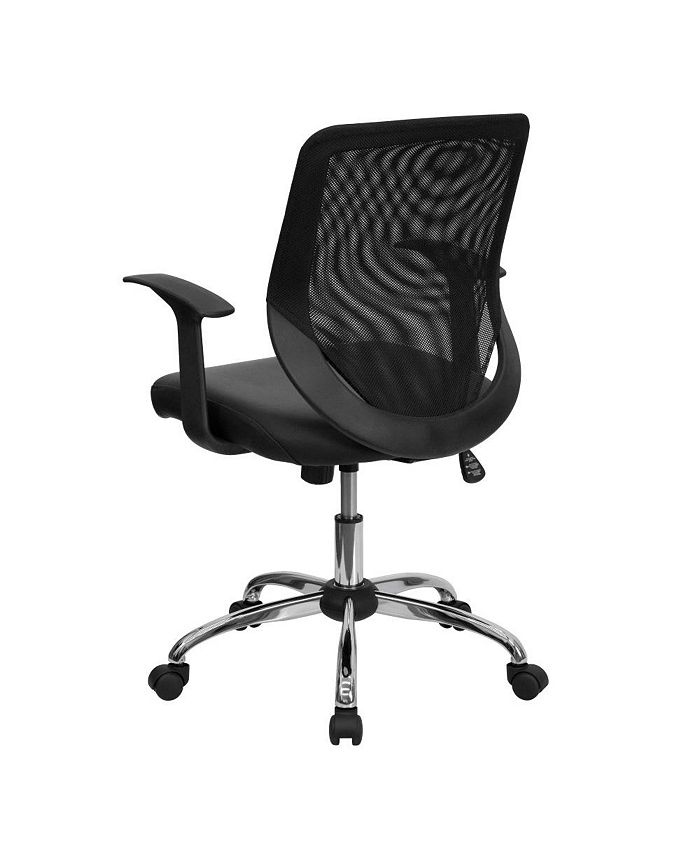 Mid-Back LeatherSoft and Mesh Swivel Task Office Chair with Arms