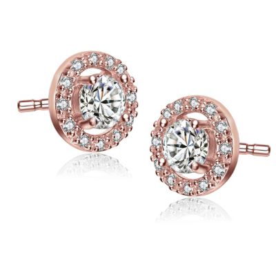 Cubic Zirconia Elegant Halo Stud Earrings