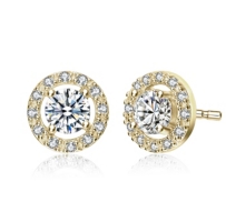 Rachel Glauber Cubic Zirconia Elegant Halo Stud Earrings - Gold