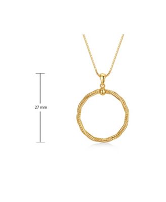 14k Yellow Gold Plated Twisted Rope Eternity Wreath Halo Box chain Necklace