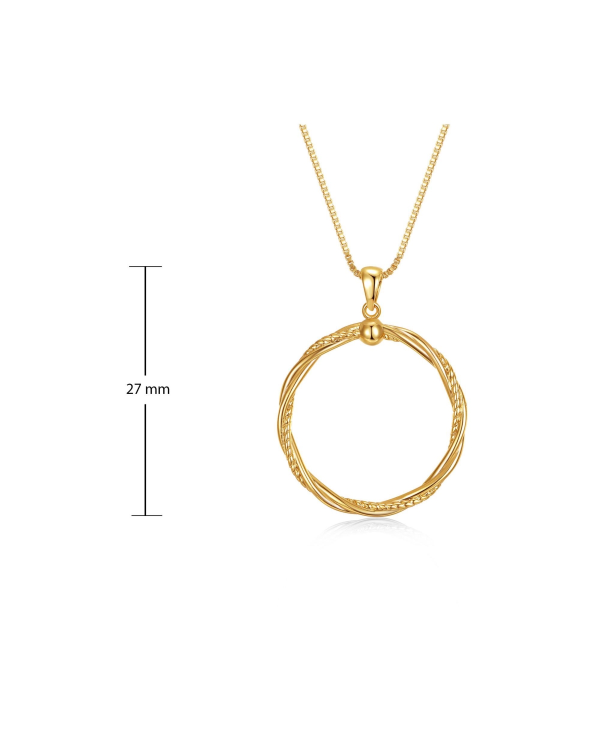 Rachel Glauber 14k YellowPlated Twisted Rope Eternity Wreath Halo Box chain Necklace - Gold