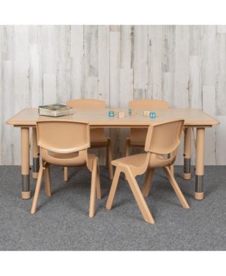 23.625"W X 47.25"L Rectangular Plastic Height Adjustable Activity Table Set With 4 Chairs