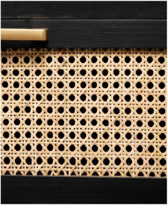 32" Wood 3 Drawer Cabinet with Cane Front Drawers and Gold-Tone Handles