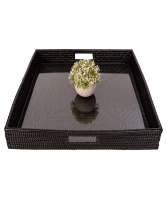 Artifacts Trading Company Square Serving Ottoman Trays with Glass Insert