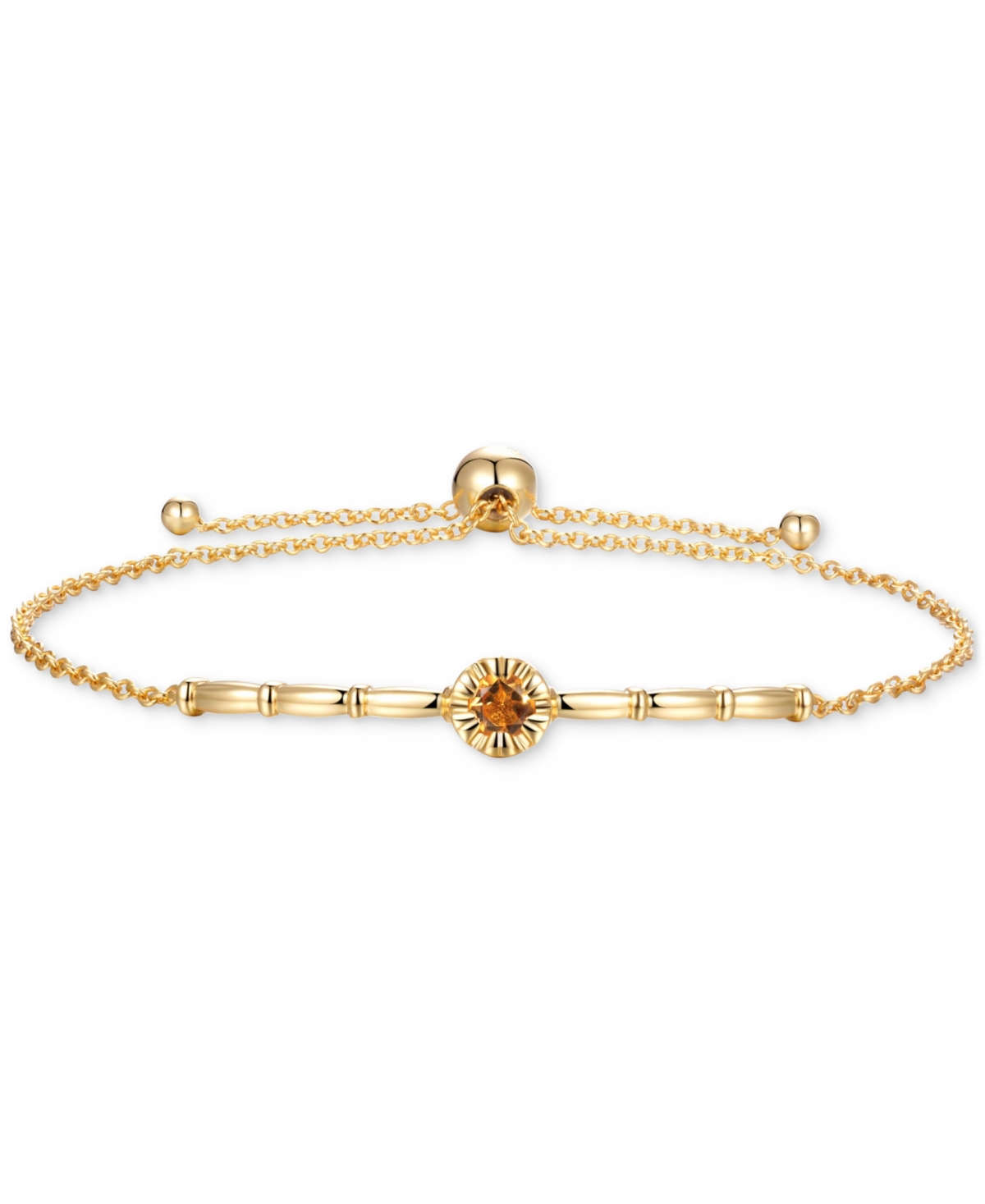Macy's Amethyst & Polished Bar Bolo Bracelet (1/4 Ct. T.w.) In Rose Gold-plated Sterling Silver (also In Sw In Citrine