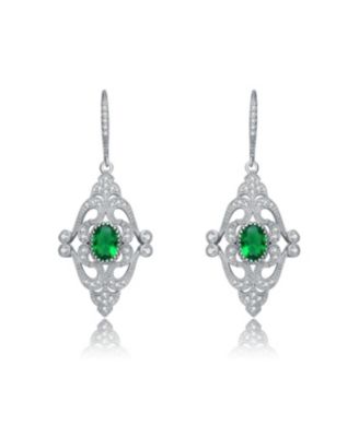 Sterling Silver Oval and Round Cubic Zirconia Adorn Leverback Earrings