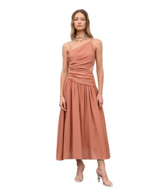 Moon River Women's Ruched Cut-Out Midi Dress