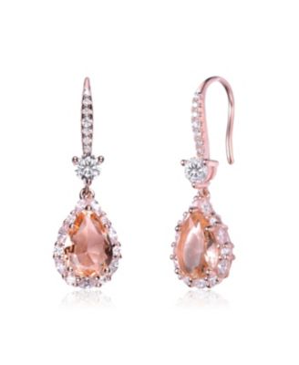 Cubic Zirconia 18K Rose Gold Plated Pink Drop Earrings