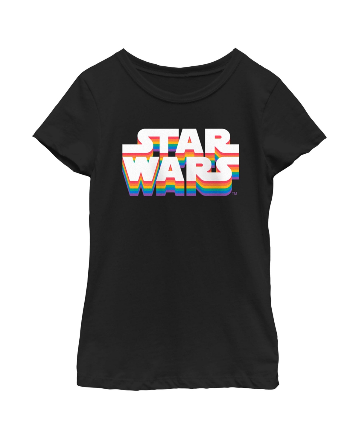 Disney Lucasfilm Girl's Star Wars Pride Rainbow Classic Logo Child T-shirt In Black