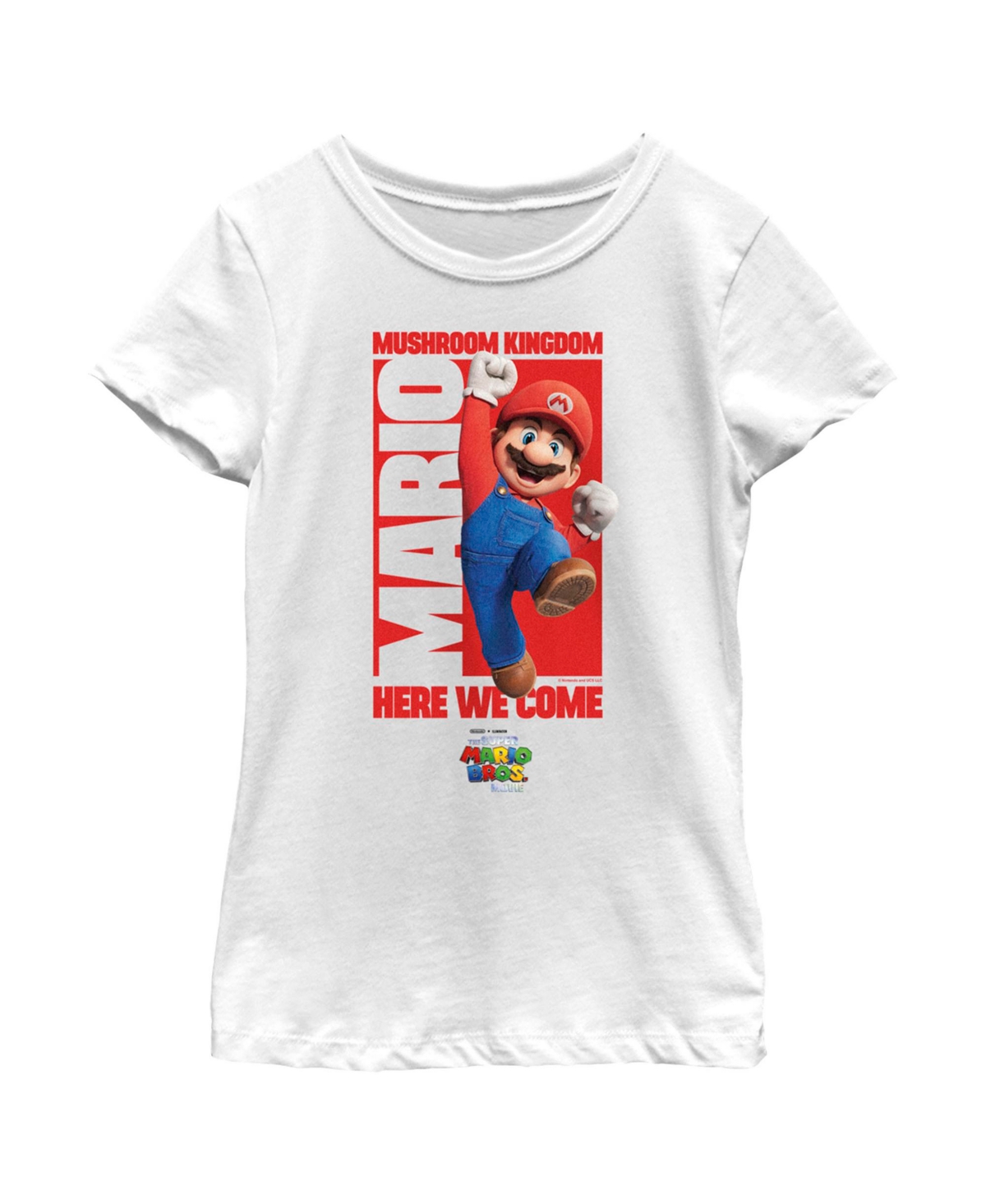 Nintendo Girl's The Super Mario Bros. Movie Mario Mushroom Kingdom Here We Come Child T-shirt In White
