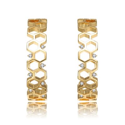 Clear Round Cubic Zirconia Open Hoop Earrings