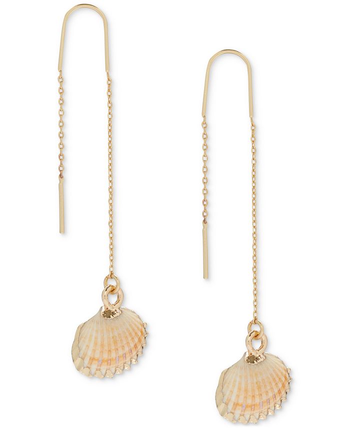Lucky Brand Gold-Tone White Shell Threader Earrings - Macy's