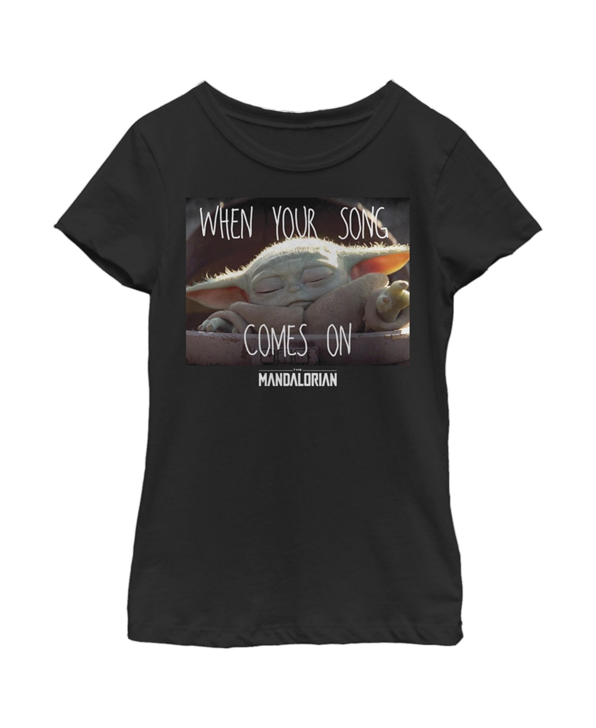 Disney Lucasfilm Kids' Girl's Star Wars: The Mandalorian The Child When Your Song Comes On Child T-shirt In Black