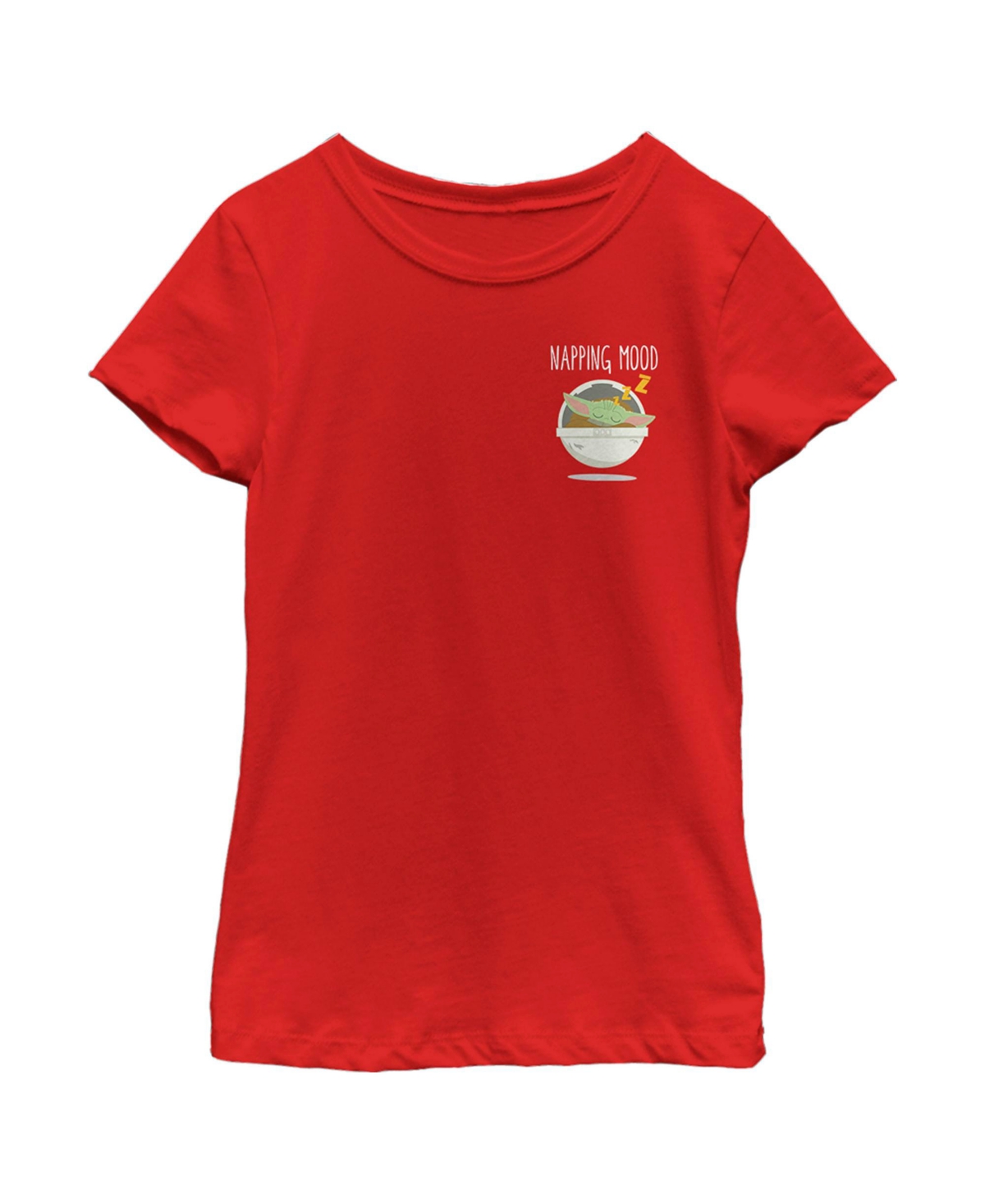 Disney Lucasfilm Girl's Star Wars: The Mandalorian Napping Mood Grogu Child T-shirt In Red