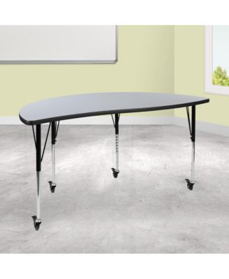 Mobile 60" Half Circle Wave Flexible Collaborative Adjustable Height Activity Table