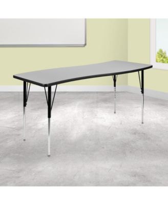 26"W X 60"L Rectangle Wave Flexible Collaborative Adjustable Height Activity Table