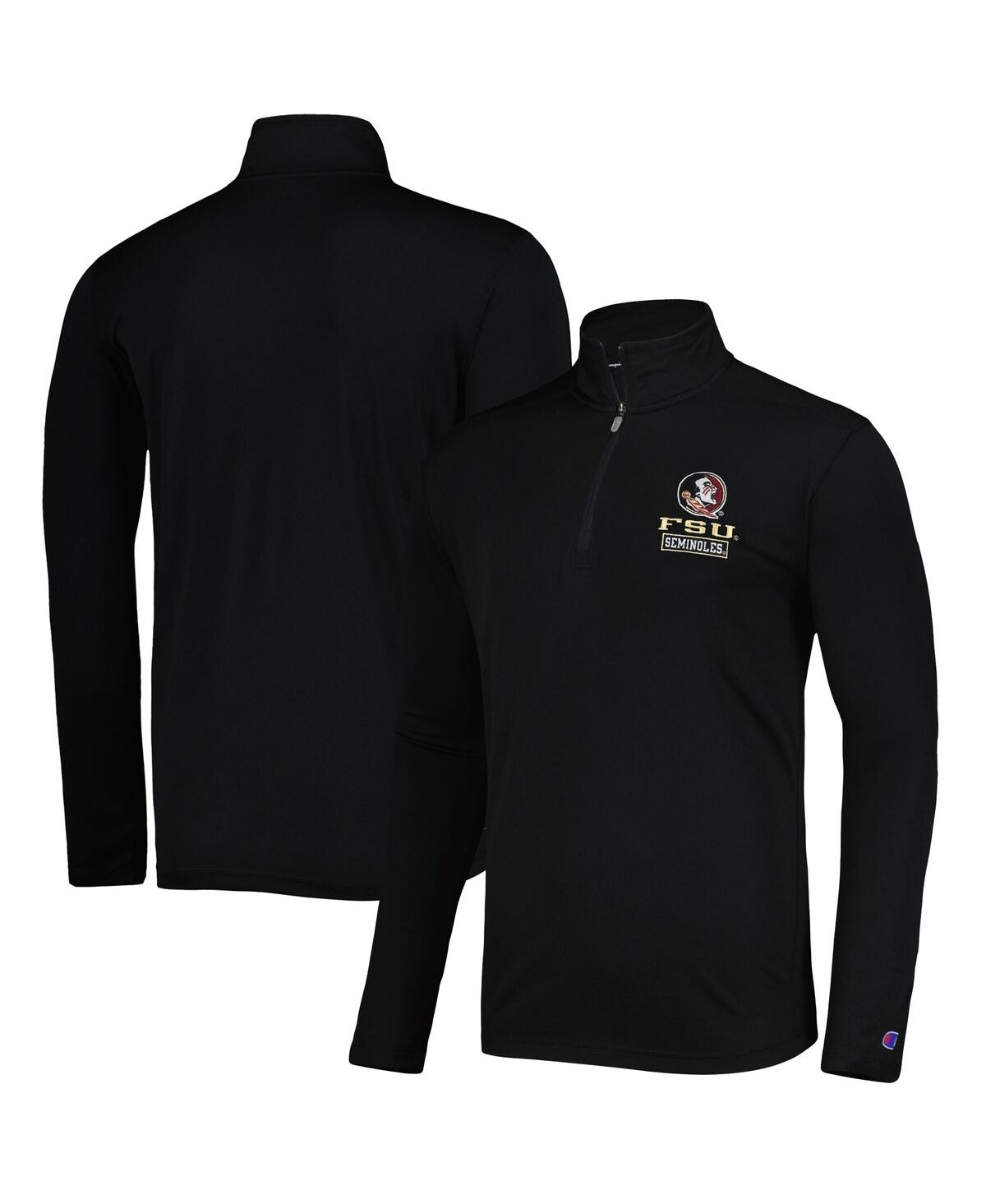 CHAMPION MEN'S CHAMPION BLACK FLORIDA STATE SEMINOLES TEXTURED QUARTER-ZIP JACKET