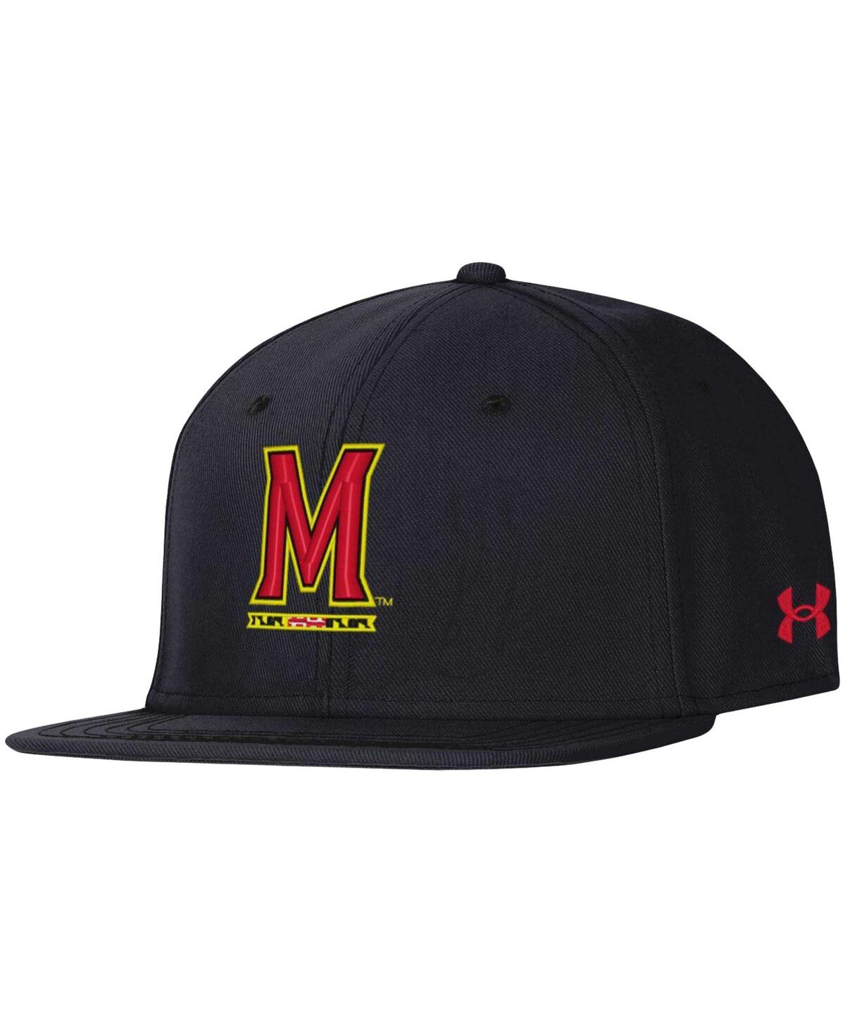 Shop Under Armour Men's  Black Maryland Terrapins Baseball Fitted Hat