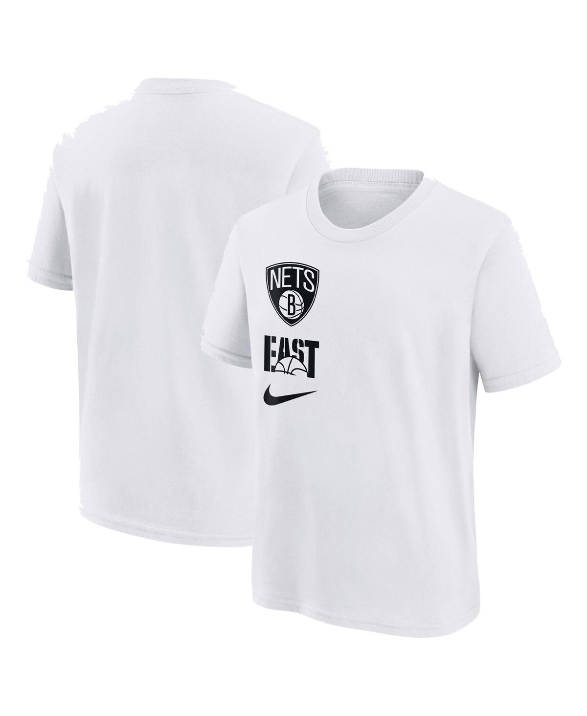 Nike Kids' Big Boys And Girls  White Brooklyn Nets Vs Block Essential T-shirt