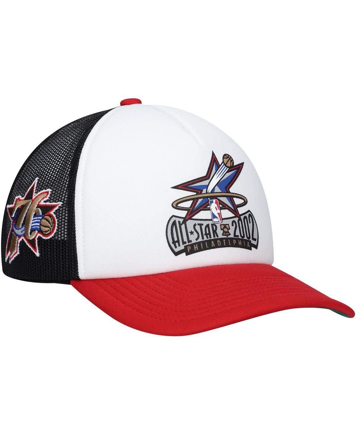 Men's Mitchell & NessPhiladelphia 76ers Hardwood Classics Party Time Trucker Snapback Hat - White