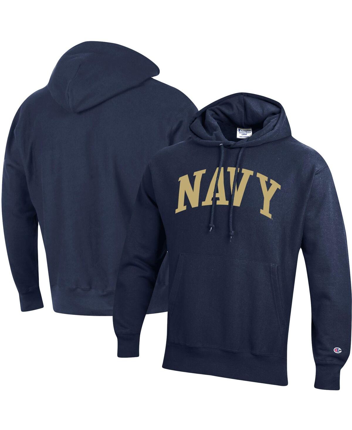 Men's ChampionNavy Midshipmen Team Arch Reverse Weave Pullover Hoodie - Navy
