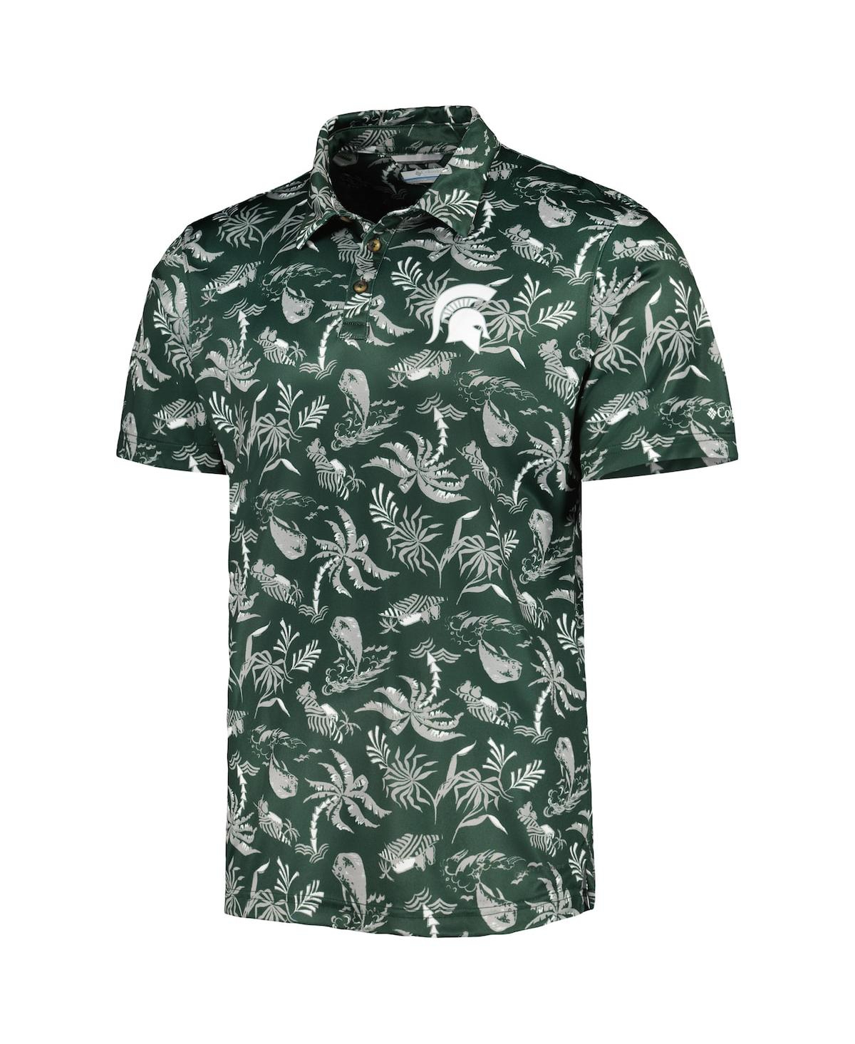 Columbia Green Michigan State Spartans Super Terminal Tackle Omni-shade Polo In Green