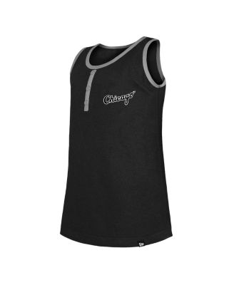 Big Girls Black Chicago White Sox Henley Tank Top