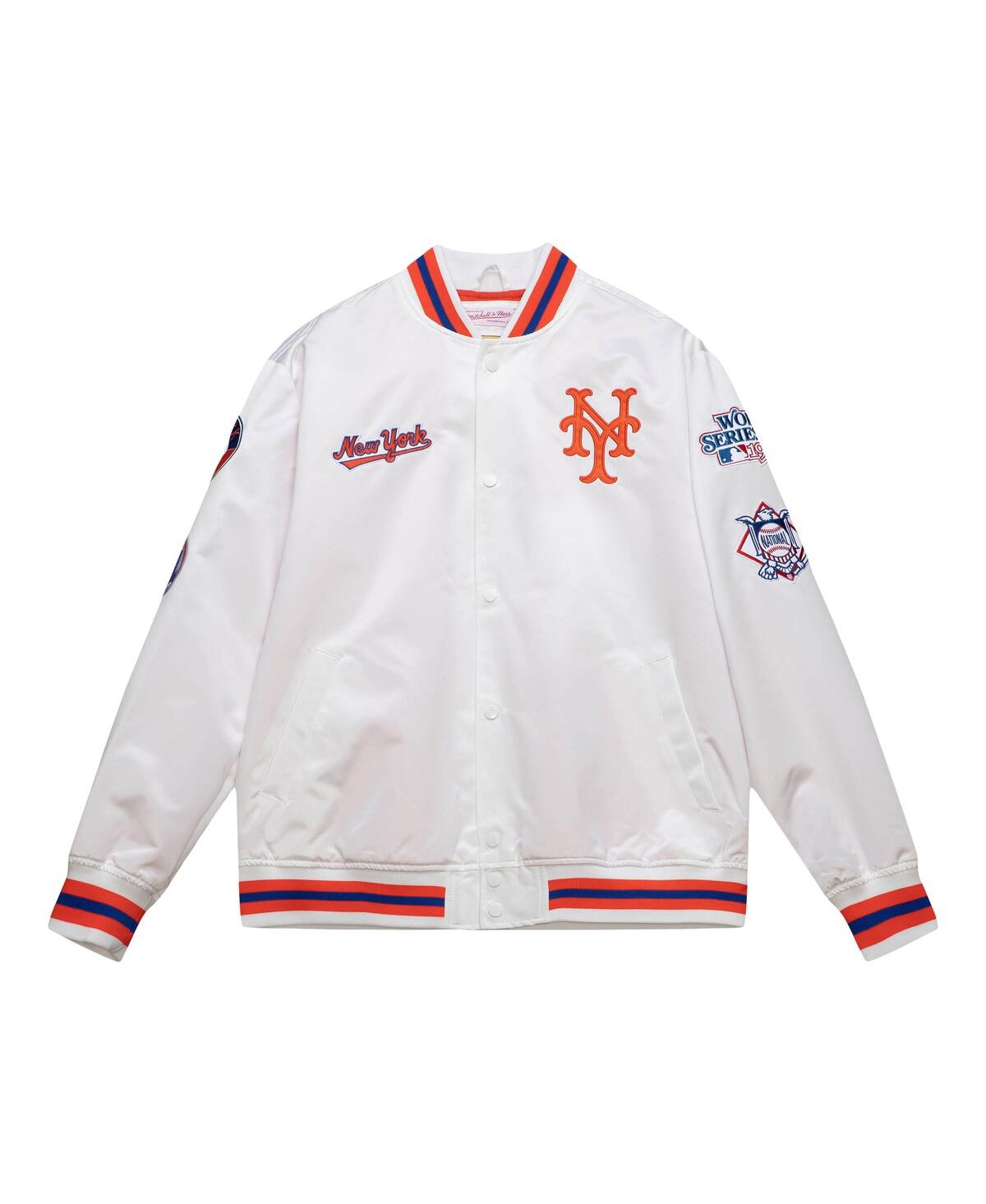 Shop Mitchell & Ness Men's  White New York Mets City Collection Satin Full-snap Varsity Jacket