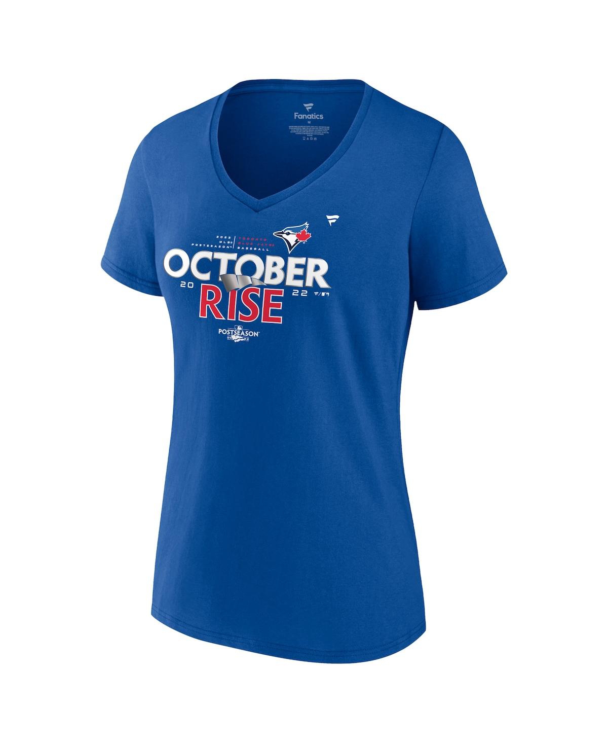 Women's FanaticsToronto Blue Jays 2022 Postseason Locker Room V-Neck T-shirt - Royal