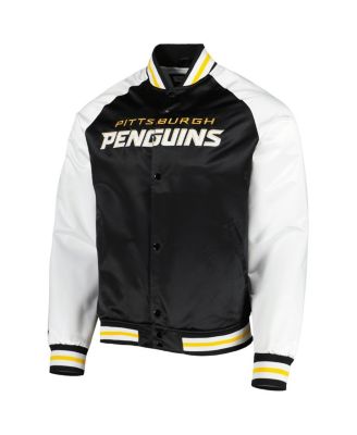 Men's Black, White Pittsburgh Penguins Primetime Raglan Satin Full-Snap Jacket