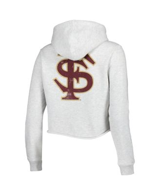 Women's Ash Florida State Seminoles 2-Hit 1636 Cropped Pullover Hoodie