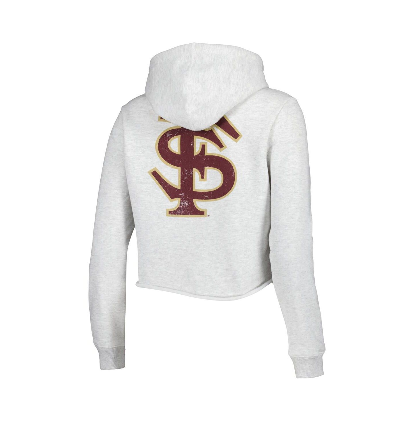 Женское худи League Collegiate Wear Ash Florida State Seminoles 2-Hit 1636 Cropped Pullover — фото 4