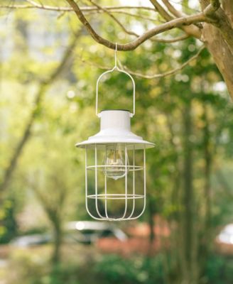 9.75" H Metal Wire Solar Powered Outdoor Hanging Lantern, Set of 2
